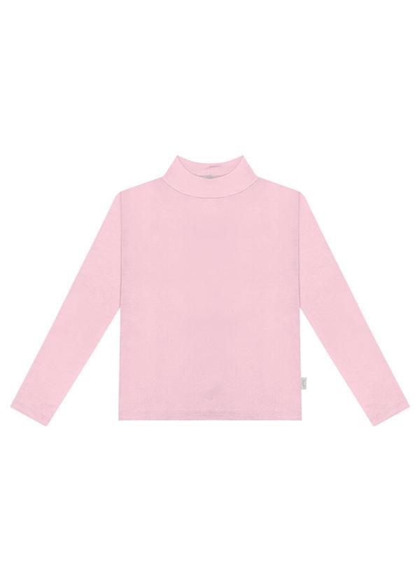Blusa Básica de Mangas Longas com Gola Alta Rosa