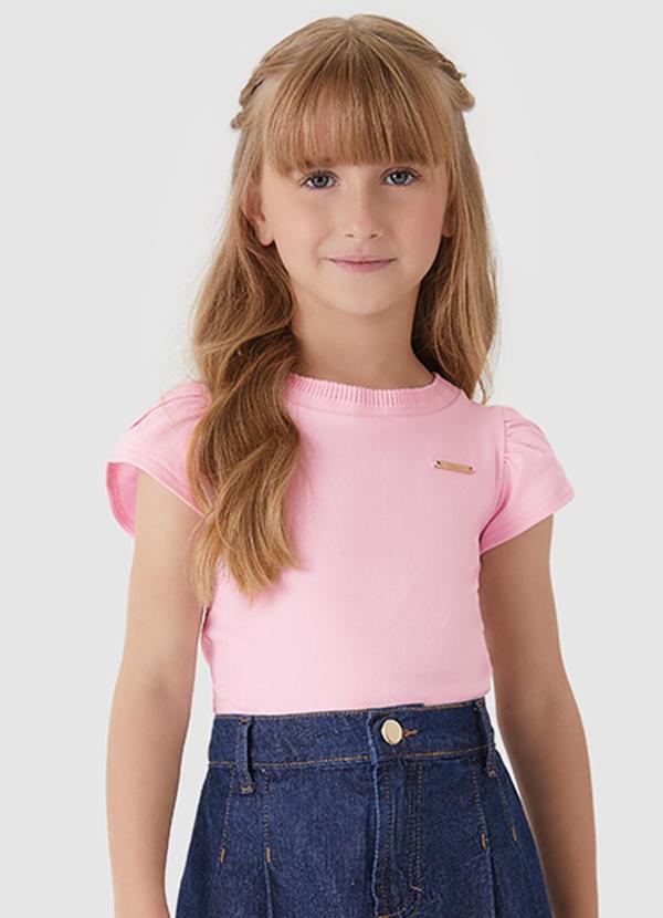 Blusa Básica em Cotton Rosa Claro