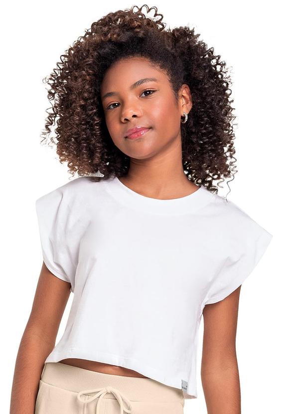 Vista 2 Blusa Básica em Meia Malha Juvenil Branco Gloss Gloss