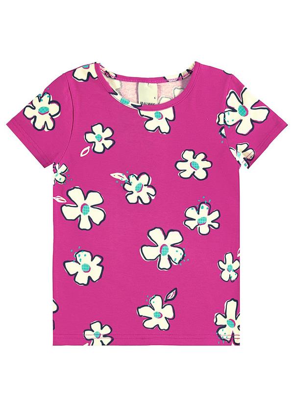 Vista 2 Blusa Básica Floral Rosa Magenta Malwee Kids Malwee Kids