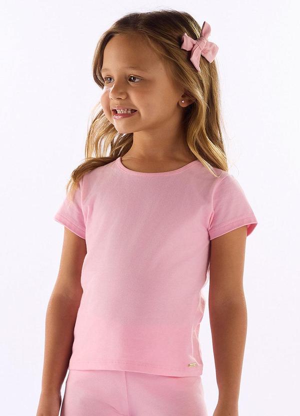 Blusa Básica Infantil em Cotton Rosa