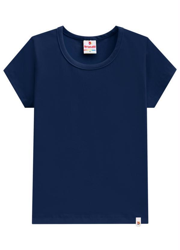 Vista 2 Blusa Básica Infantil Menina de Cotton Azul Brandili Brandili