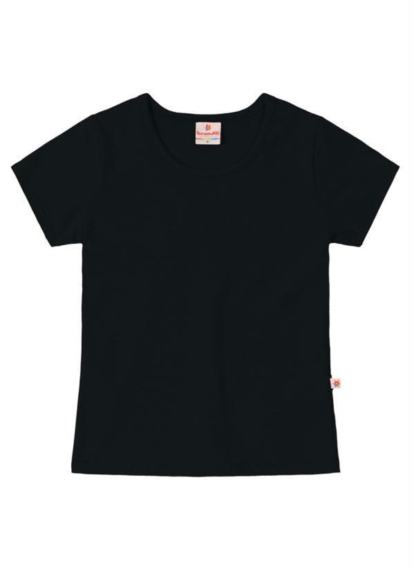Vista 2 Blusa Básica Infantil Menina de Cotton Preto Brandili Brandili