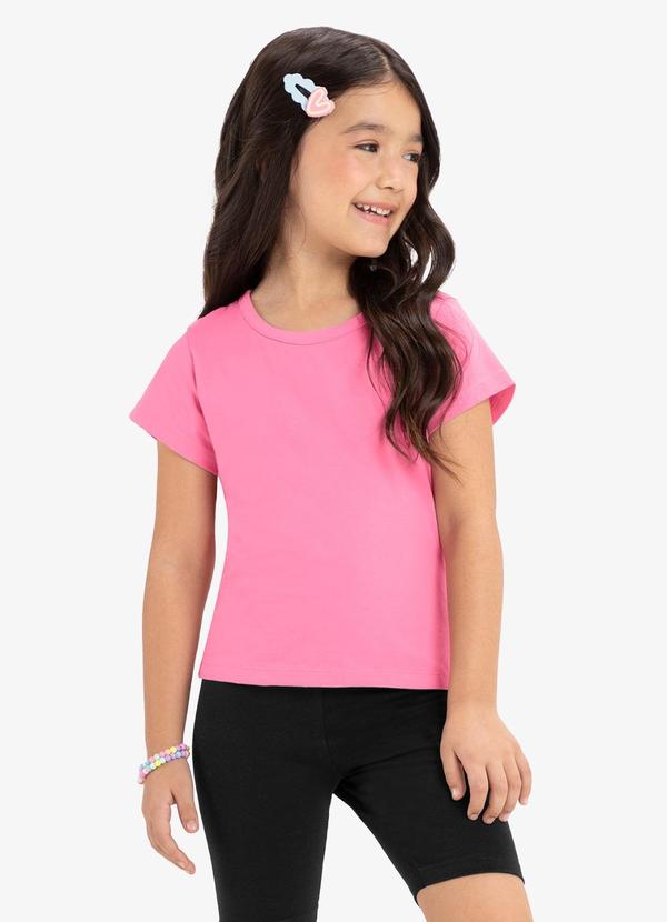Blusa Básica Infantil Menina Rosa