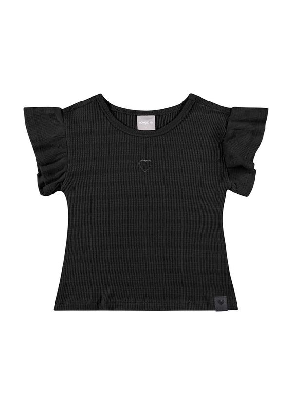 Vista 2 Blusa Básica Infantil para Menina Preto Quimby Quimby