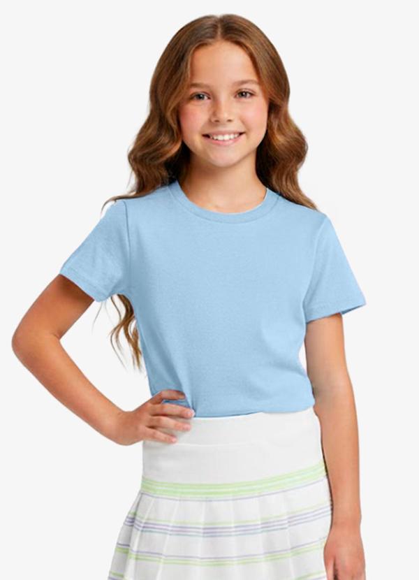 Blusa Básica Manga Curta Lisa Soletex Azul