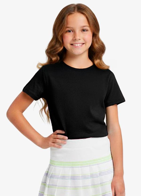 Blusa Básica Manga Curta Lisa Soletex Preto