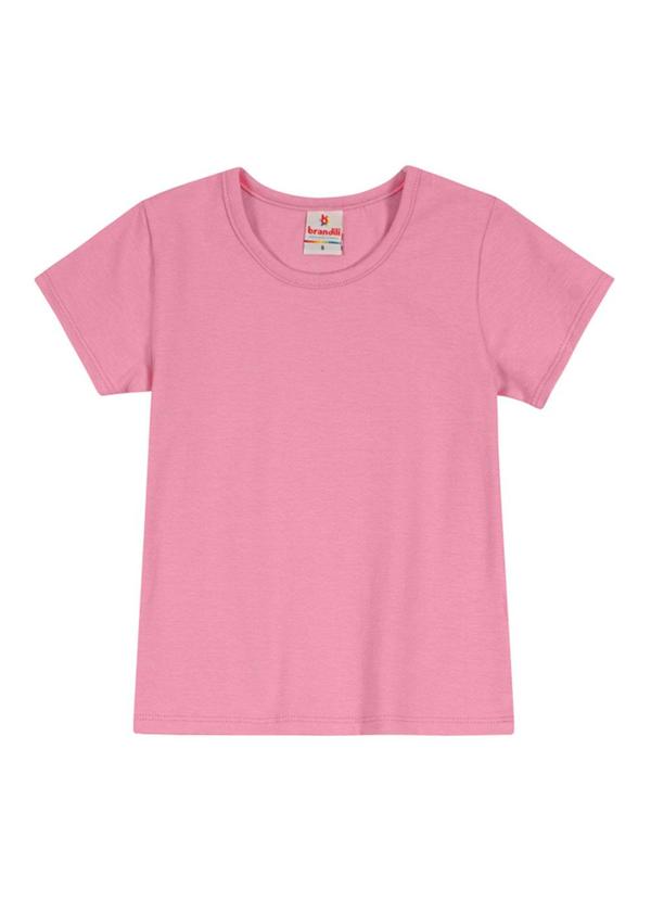 Vista 2 Blusa Básica Menina de Cotton Rosa Brandili Brandili
