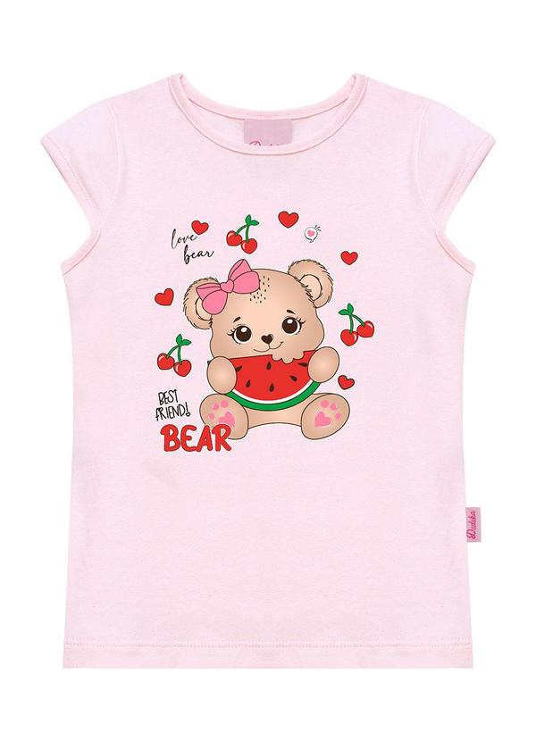 Blusa Bebê Estampa Best Friend Bear Rosa