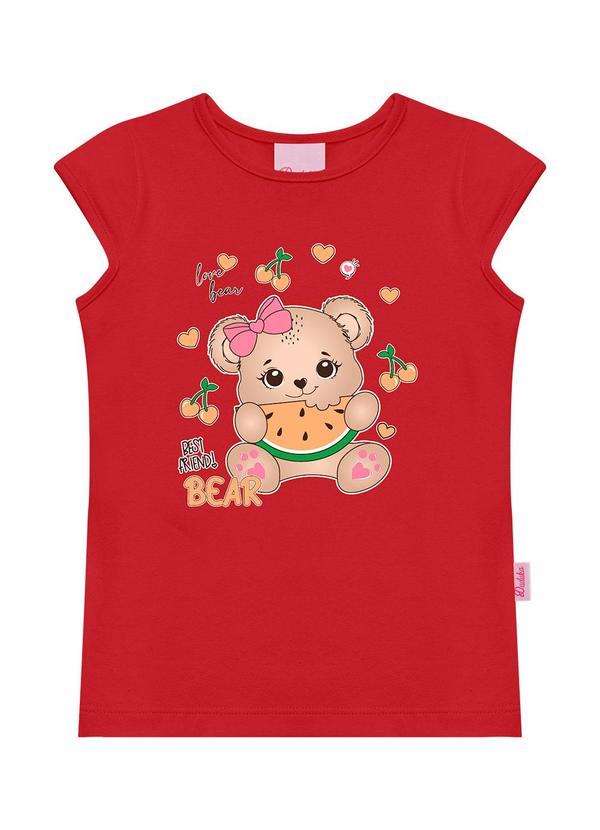 Blusa Bebê Estampa Best Friend Bear Vermelho