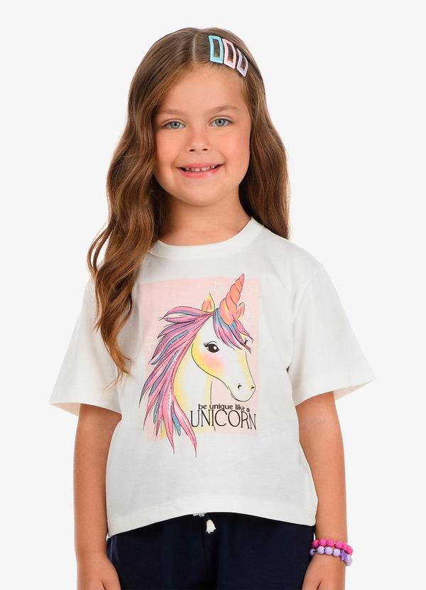 Camiseta Manga Curta Unicornio Branca