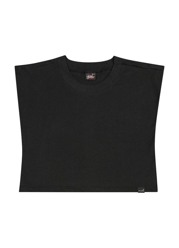 Vista 2 Blusa Box Básica em Meia Malha Juvenil Preto Gloss Gloss
