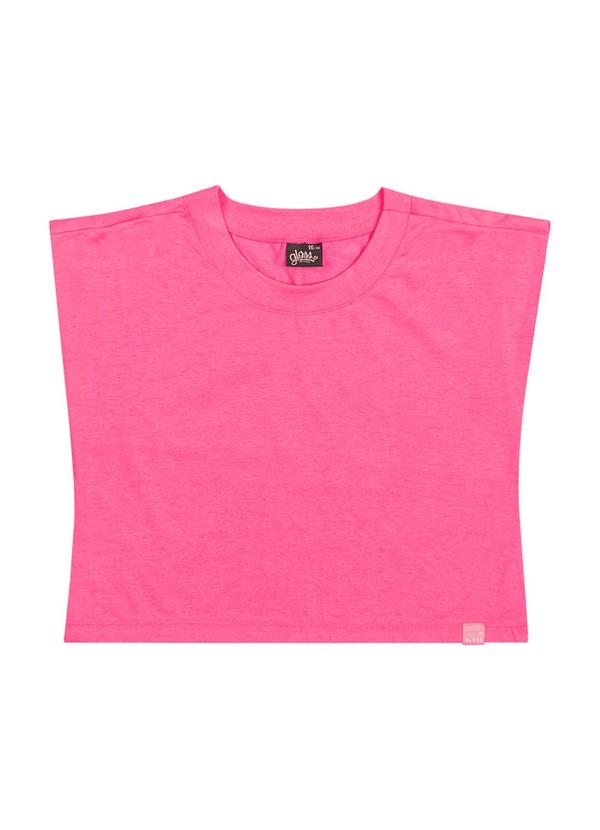 Vista 2 Blusa Box Básica em Meia Malha Juvenil Rosa Gloss Gloss
