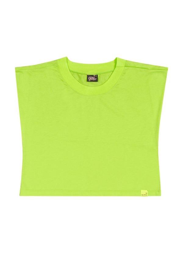 Vista 2 Blusa Box Básica em Meia Malha Juvenil Verde Gloss Gloss