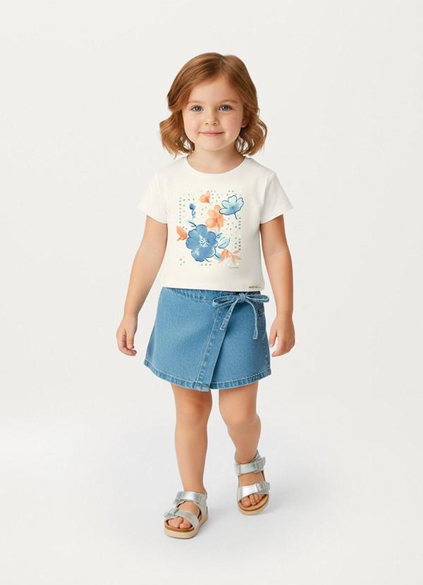 Blusa Box Floral com Strass Off White