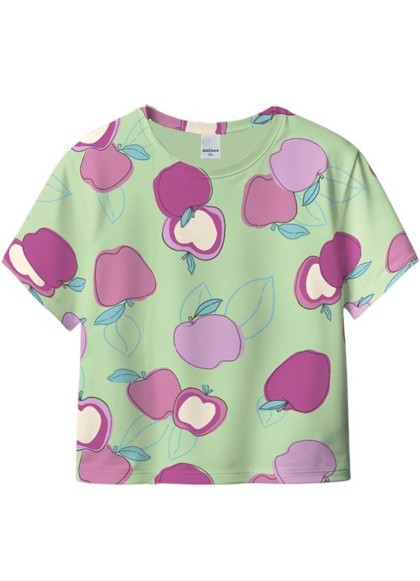 Blusa Box Maçãs Verde Água