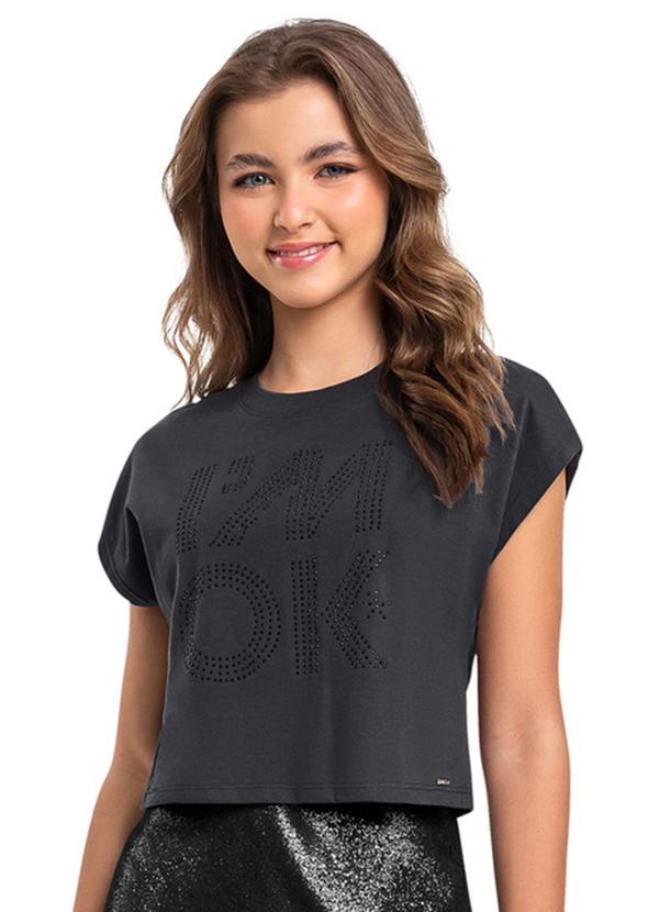 Blusa Boxy em Meia Malha para Menina Gloss Cinza