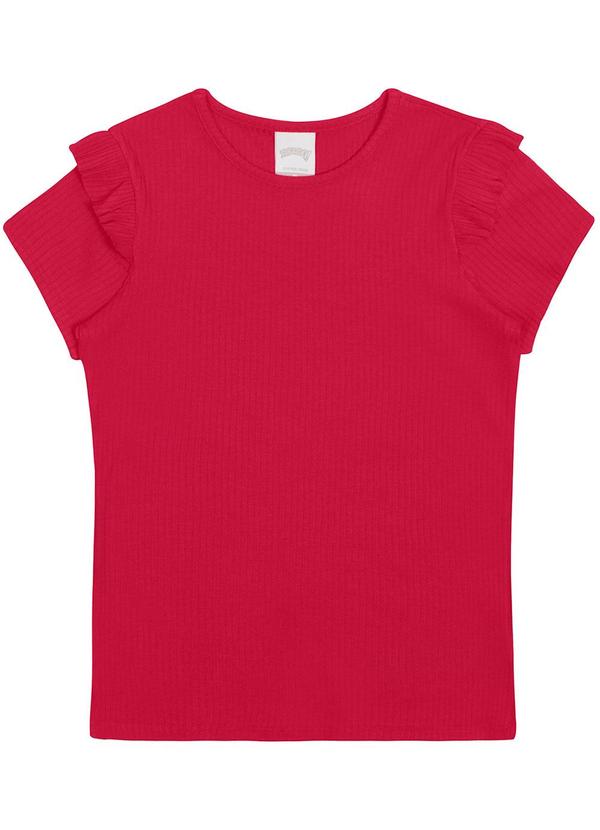 Blusa Canelada com Babado Básica Vermelho