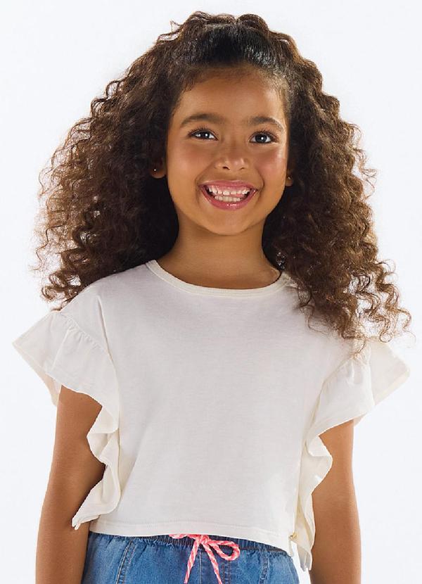 Blusa com Babados Menina Bege