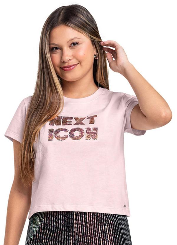 Blusa com Paetê para Menina Gloss Rosa