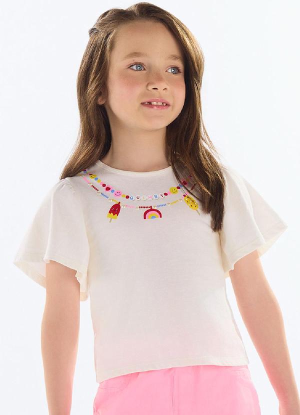Blusa com Strass Menina Bege