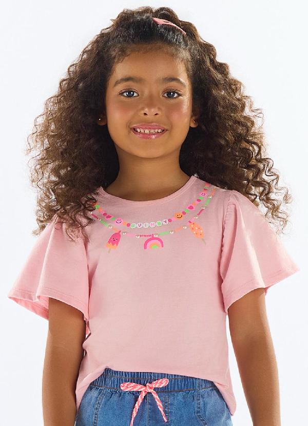 Blusa com Strass Menina Rosa