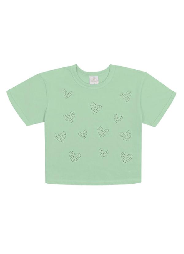 Blusa Coração Strass Verde Menta