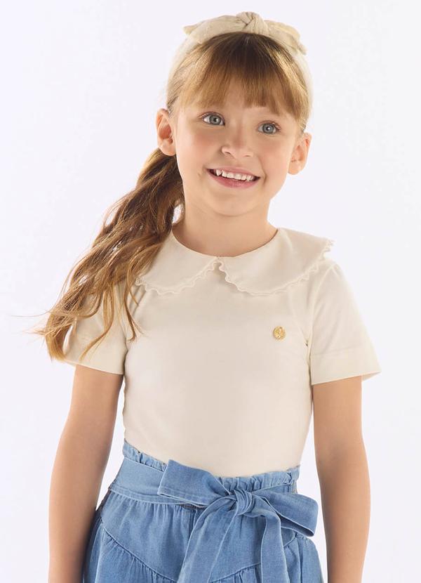 Blusa Cotton com Gola Boneca Branco