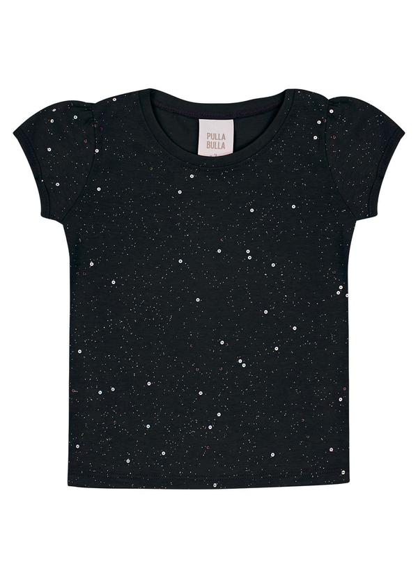 Vista 2 Blusa Cotton Leve com Gliter e Paetê Preto Pulla Bulla Pulla Bulla