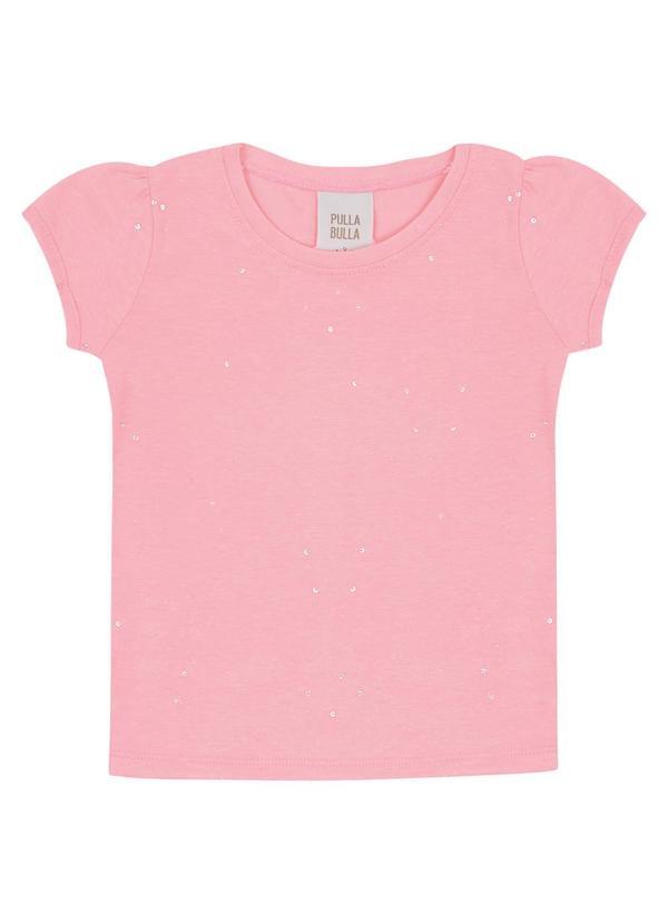 Vista 2 Blusa Cotton Leve com Gliter e Paetê Rosa Pulla Bulla Pulla Bulla