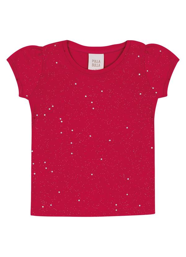 Vista 2 Blusa Cotton Leve com Gliter e Paetê Vermelho Pulla Bulla Pulla Bulla