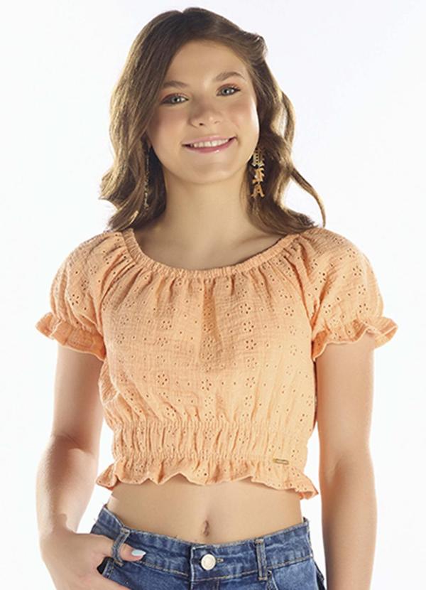Blusa Crepe Laise e Helanca Laranja