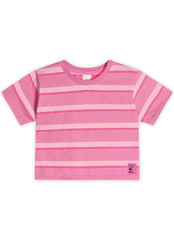 Vista 2 Blusa Cropped Antiviral Manga Curta Rosa Marisol Marisol