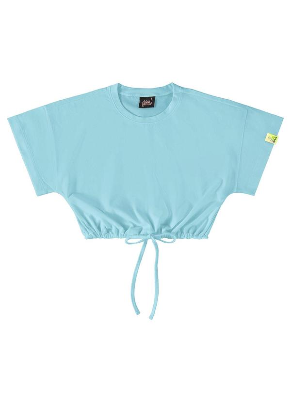 Vista 2 Blusa Cropped Básica Infantil Azul Gloss Gloss