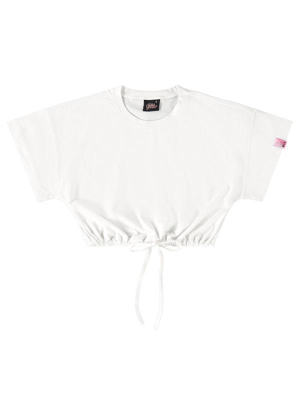 Vista 2 Blusa Cropped Básica Infantil Branco Gloss Gloss