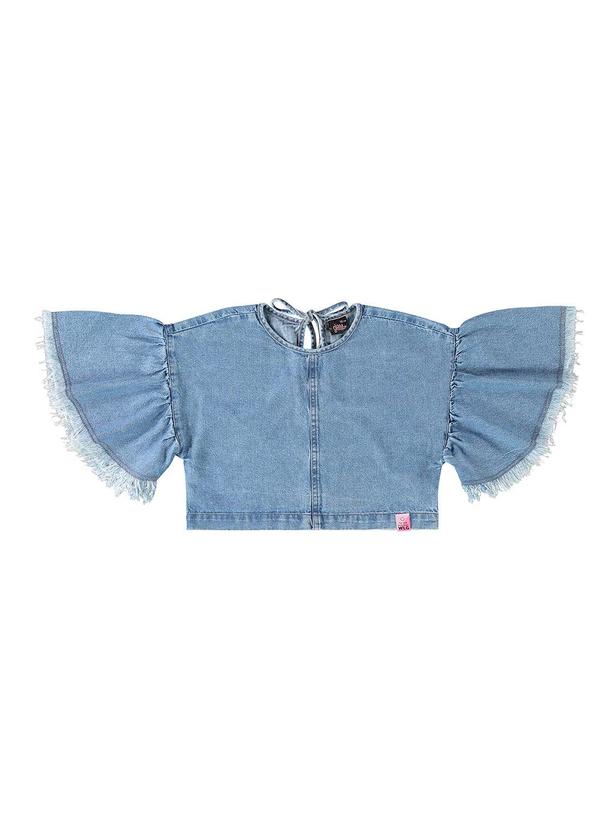 Blusa Cropped em Jeans Azul
