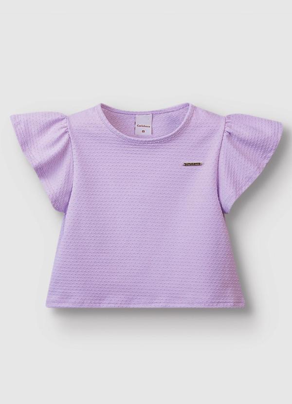 Blusa Cropped em Malha Texturizada Lavanda