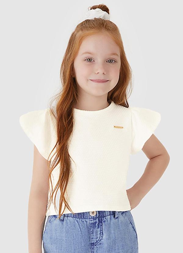 Blusa Cropped em Malha Texturizada Off White