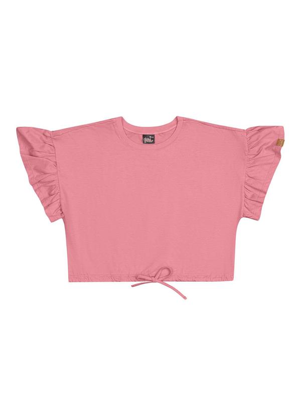 Vista 2 Blusa Cropped em Meia Malha Juvenil Rosa Gloss Gloss