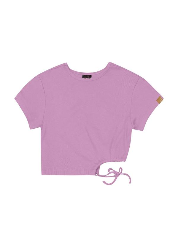 Vista 2 Blusa Cropped em Ribaninha Juvenil Roxo Gloss Gloss