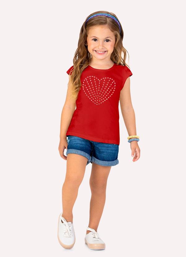 Blusa Cropped Infantil com Lantejoulas Vermelho