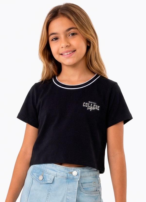 Vista 2 Blusa Cropped Infantil Feminina Preto Marisol Marisol