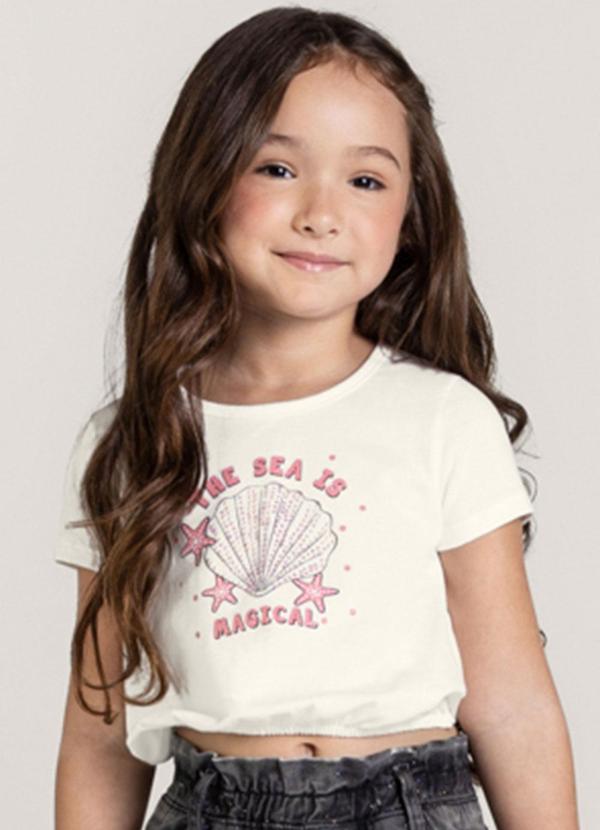 Vista 2 Blusa Cropped Infantil Menina Bege