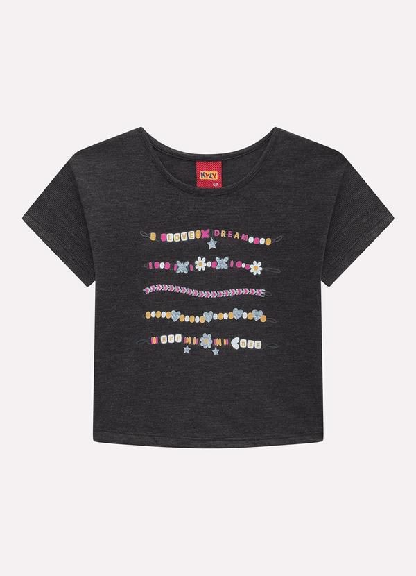 Blusa Cropped Infantil Menina em Algodão Cinza