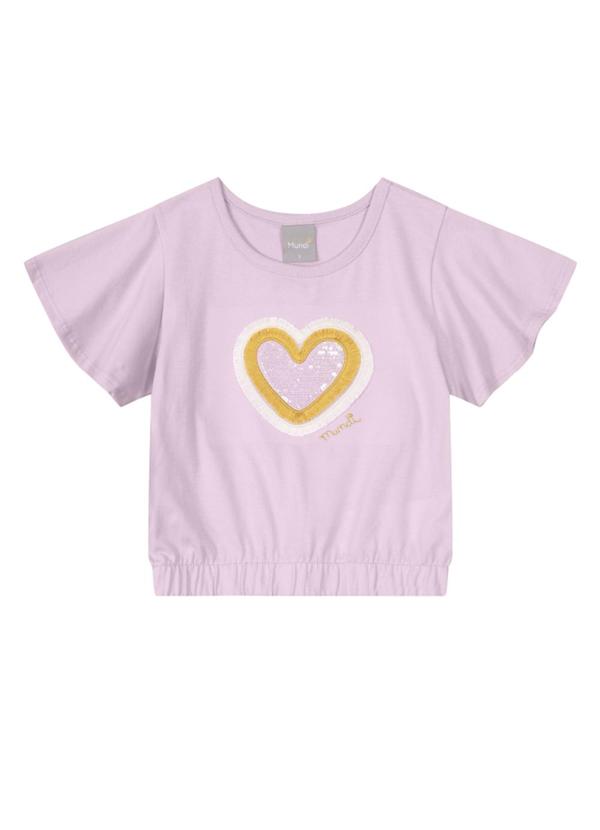 Vista 2 Blusa Cropped Infantil Menina em Malha Lilás Brandili Mundi Brandili Mundi
