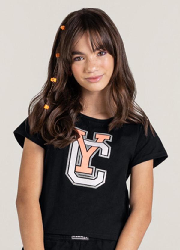 Vista 2 Blusa Cropped Infantil Menina Preto Young Class Young Class
