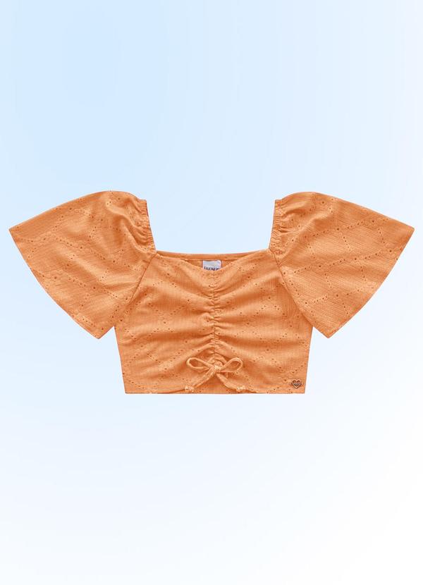 Vista 2 Blusa Cropped Laranja Fakini Kids Fakini Kids