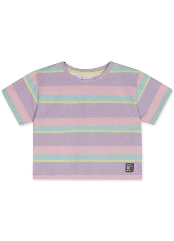Blusa Cropped Manga Curta Aroma Infantil Roxo