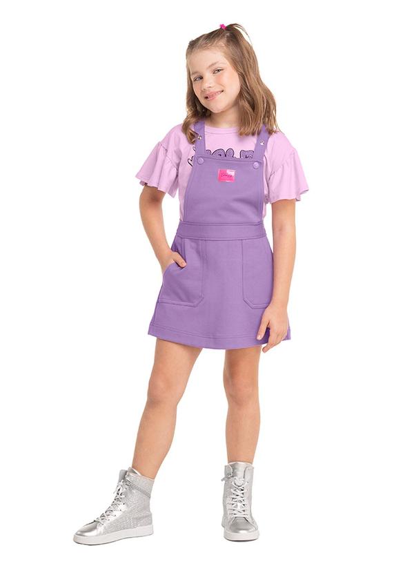 Blusa Cropped Manga Curta Infantil Roxo