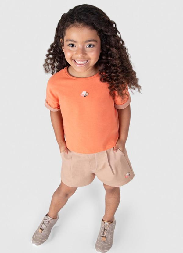 Vista 2 Blusa Cropped Manga Curta Laranja Lilica Ripilica Lilica Ripilica